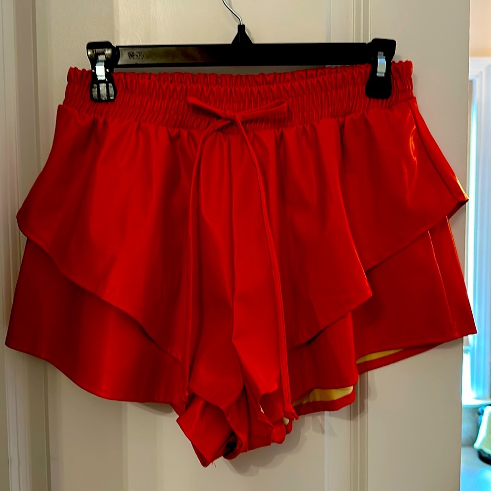 Red "Pleather" mini shorts! Never worn, smoke free home!